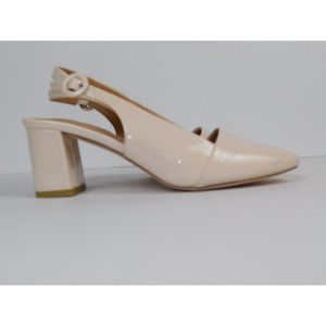 Comfortview Womens 3" Heels Nude Ivory Closed Toe Sandal Back Strap Size 10M New